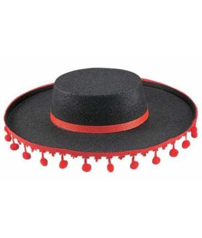 CAPPELLO FLAMENCO CON POM POM ROSSI IN FELTRO