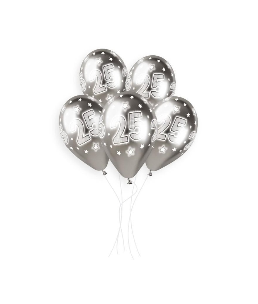 Palloncini argento e bianco, 30,5 cm, in lattice bianco e argento  metallizzato, decorazione con coriandoli argentati, palloncini a elio per  ragazzi e