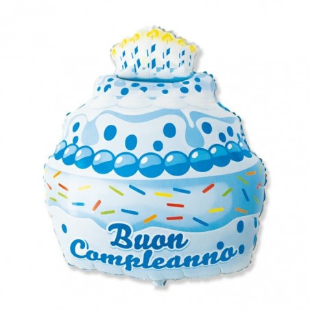 Palloncino Mylar Bubble Cerchi Happy Birthday Blue 22